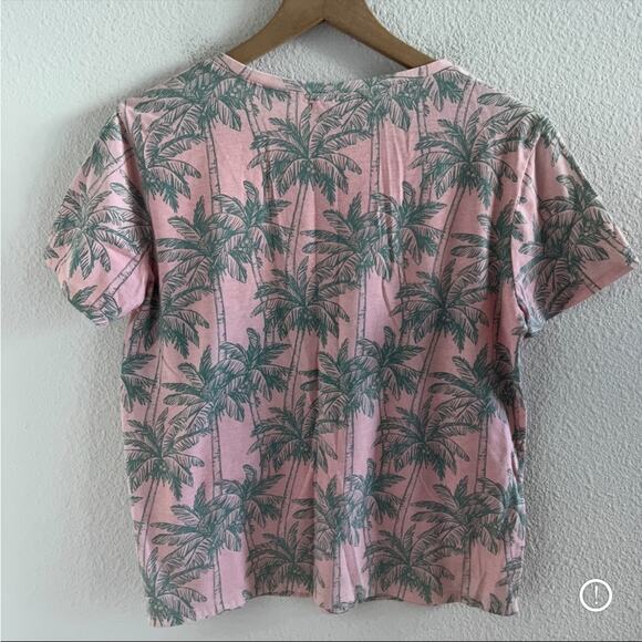 Fresh Produce Pink Green Palm V Neck Tee T-Shirt Large - Picture 2 of 4